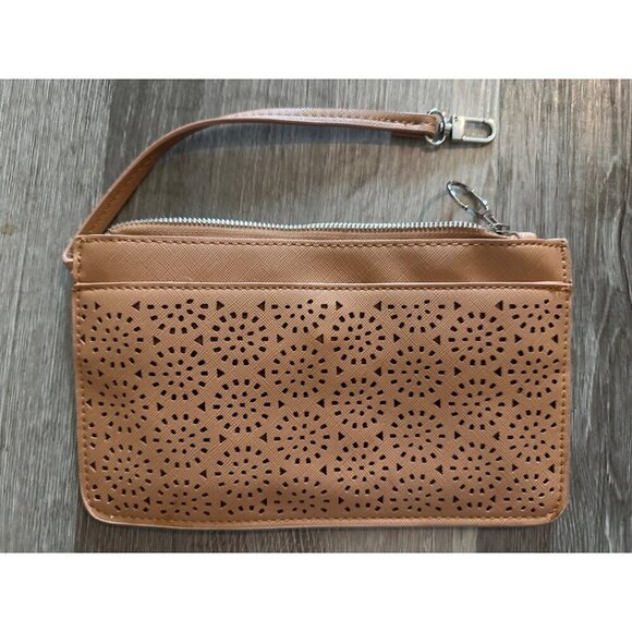 Sondra Roberts SR2 Light Tan Mini Wristlet Purse - Picture 1 of 4